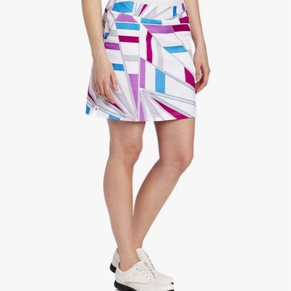 Adidas ClimaCool Golf Tennis Activewear Geo Patterned Woven Skort 10.5" Sz 8 - Picture 2 of 16